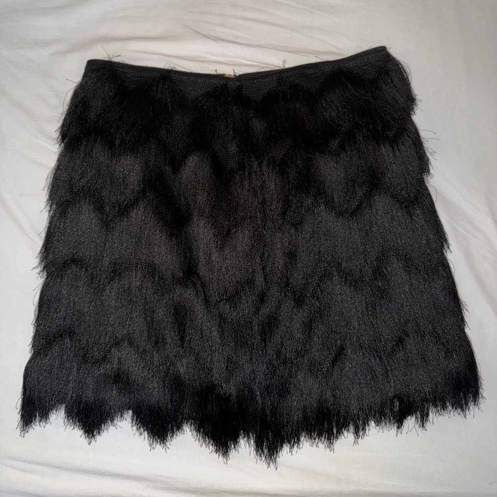 H&M Black Fringe Mini Skirt
